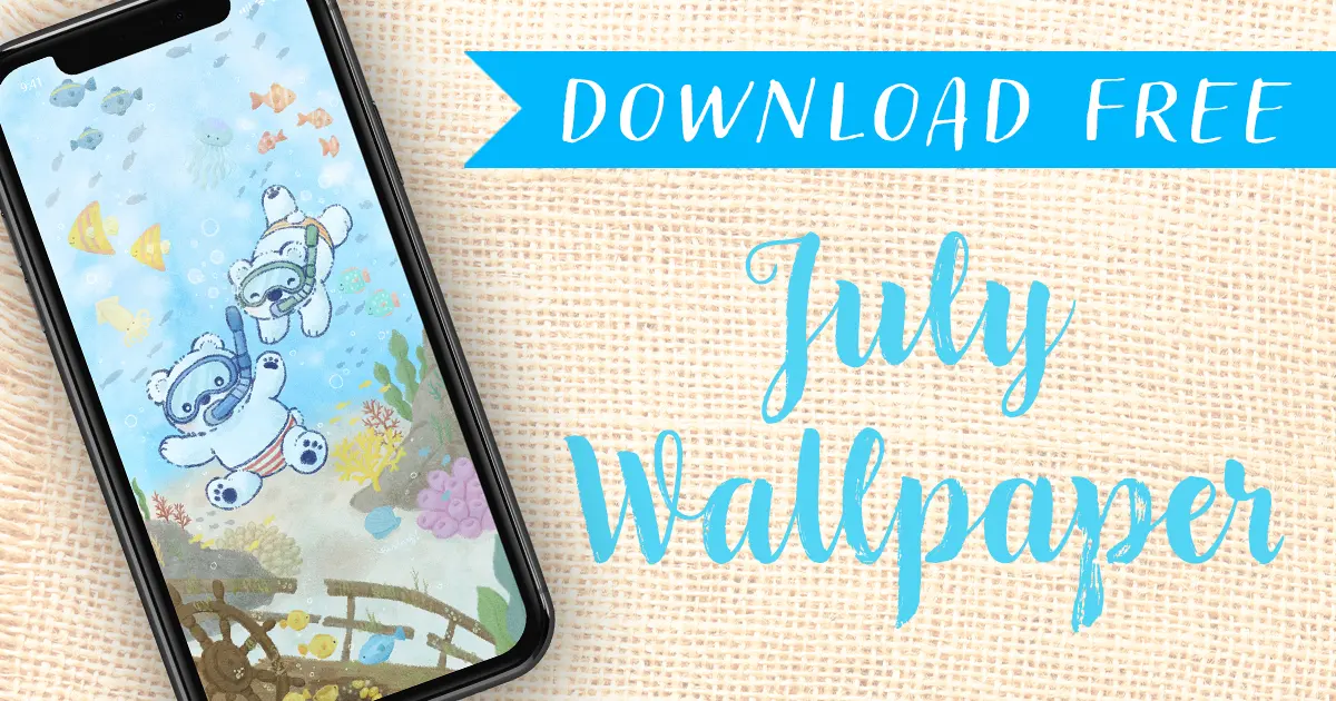 7月スマホ壁紙｜夏の海を楽しむイラスト